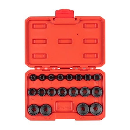 Tekton 3/8 Inch Drive 12-Point Impact Socket Set, 19-Piece (6 - 24 mm) SID91306
